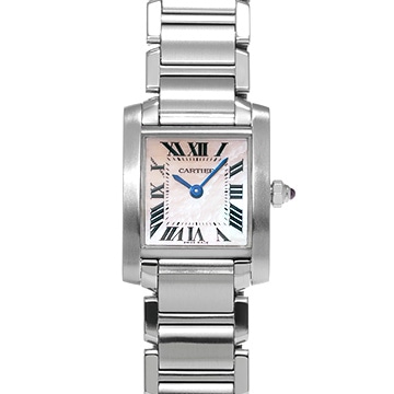 カルティエ タンク フランセーズ SM W51028Q3 ピンクシェル レディース 時計 【中古】【wristwatch】