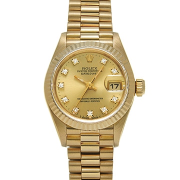 ロレックス デイトジャスト 69178G シャンパン/ダイヤモンド レディース 時計 【中古】【wristwatch】