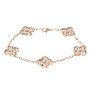 ヴァン クリーフ&アーペル ヴィンテージアルハンブラ ブレスレット パヴェ ゴールド K18イエローゴールド YG レディース ジュエリー 【中古】【jewelry】