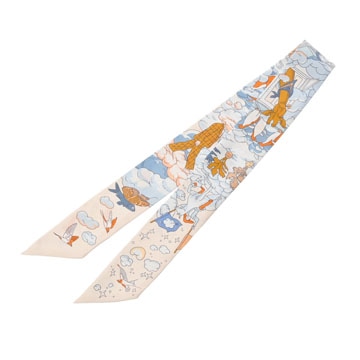 エルメス ツイリー SUR MON NUAGE ブルー/クリーム系/マルチカラー シルク100％ レディース 【中古】【other】