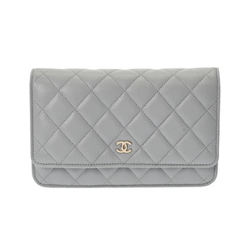 シャネル クラシック チェーンウォレット グレー AP0250 グレインドカーフスキン レディース バッグ 【中古】【bag】