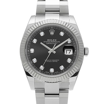 ロレックス デイトジャスト 41 126334G ブライトブラック/ダイヤモンド メンズ 時計 【中古】【wristwatch】