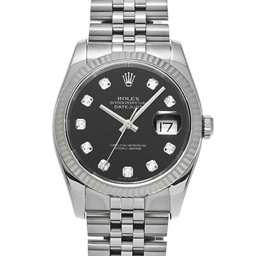 ロレックス デイトジャスト 116234G ブラック/ダイヤモンド メンズ 時計 【中古】【wristwatch】