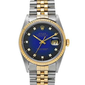 ロレックス デイトジャスト 16233G ブルー・グラデーション/ダイヤモンド メンズ 時計 【中古】【wristwatch】