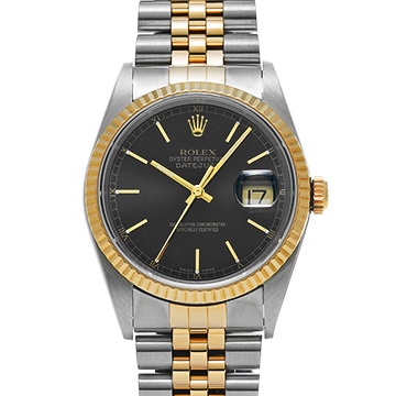 ロレックス デイトジャスト 16233 ブラック メンズ 時計 【中古】【wristwatch】