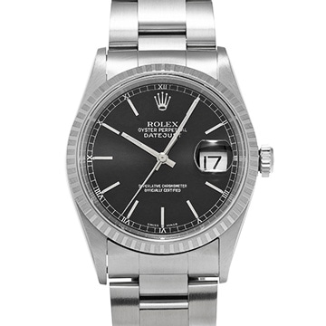 ロレックス デイトジャスト 16220 ブラック メンズ 時計 【中古】【wristwatch】