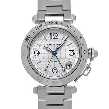 カルティエ パシャC メリディアン GMT W31029M7 シルバー ユニセックス 時計 【中古】【wristwatch】
