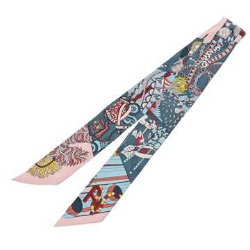 エルメス ツイリー DE L OMBRELLE AUX DUELS ブルー系マルチカラー 063464S シルク100％ レディース 【中古】【other】