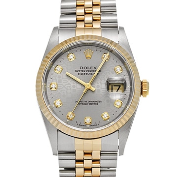 ロレックス デイトジャスト 16233G グレーコンピュータ/ダイヤモンド メンズ 時計 【中古】【wristwatch】