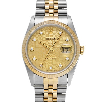 ロレックス デイトジャスト 16233G シャンパンコンピュータ/ダイヤモンド メンズ 時計 【中古】【wristwatch】