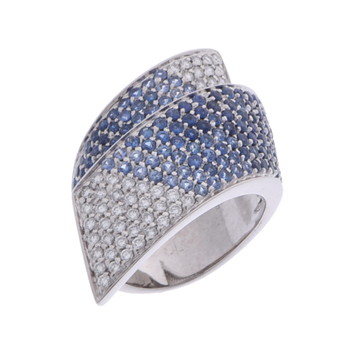 ノーブランド サファイア ツイストデザイン リング シルバー K18ホワイトゴールド WG レディース ジュエリー 【中古】【jewelry】