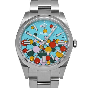 ロレックス オイスターパーペチュアル 41 124300 ターコイズブルー セレブレーションモチーフ メンズ 時計 【中古】【wristwatch】
