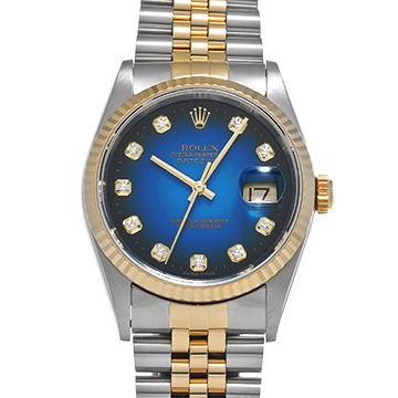ロレックス デイトジャスト 16233G ブルー・グラデーション/ダイヤモンド メンズ 時計 【中古】【wristwatch】