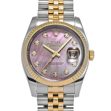 ロレックス デイトジャスト 116233NG ブラックシェル/ダイヤモンド メンズ 時計 【中古】【wristwatch】