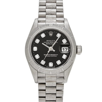 ロレックス レディ デイトジャスト 26 79279G ブラック/ダイヤモンド レディース 時計 【中古】【wristwatch】