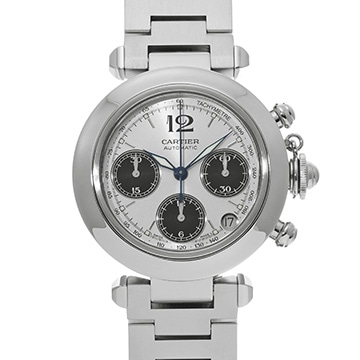 カルティエ パシャC クロノグラフ W31048M7 シルバー/ブラック メンズ 時計 【中古】【wristwatch】