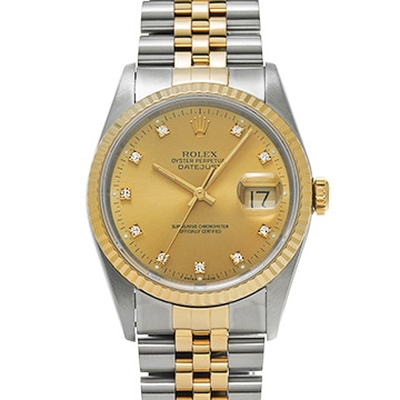 ロレックス デイトジャスト 16233G シャンパン/ダイヤモンド メンズ 時計 【中古】【wristwatch】