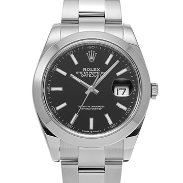 ロレックス デイトジャスト 41 126300 ブライトブラック メンズ 時計 【中古】【wristwatch】