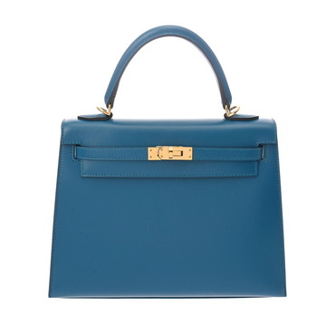 エルメス ケリー 25 外縫い 2WAY ブルーイズミール タデラクト レディース バッグ 【中古】【bag】
