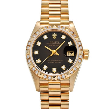 ロレックス デイトジャスト 69258G ブラウン/ダイヤモンド レディース 時計 【中古】【wristwatch】