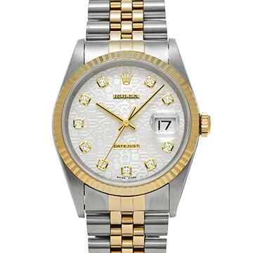 ロレックス デイトジャスト 16233G シルバーコンピュータ/ダイヤモンド メンズ 時計 【中古】【wristwatch】