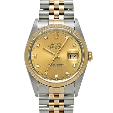 ロレックス デイトジャスト 16233G シャンパン/ダイヤモンド メンズ 時計 【中古】【wristwatch】