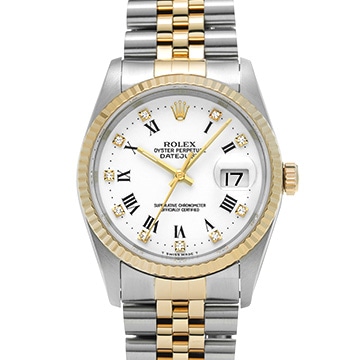 ロレックス デイトジャスト 16233G ホワイト/ダイヤモンド メンズ 時計 【中古】【wristwatch】