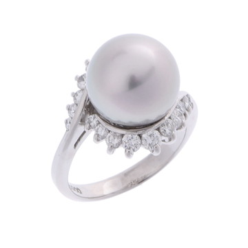 ノーブランド 黒蝶パール リング 約11.30-11.50ｍｍ シルバー Pt900プラチナ/パール レディース ジュエリー 【中古】【jewelry】