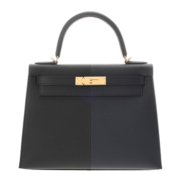 エルメス ケリー 28 外縫い カザック ブルーインディゴ/ブラック/ブルーフリーダ ヴォーエプソン レディース バッグ 【中古】【bag】