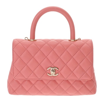 シャネル マトラッセ トップハンドル フラップバッグ コーラルピンク A92990 グレインドカーフスキン レディース バッグ 【中古】【bag】