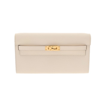 エルメス ケリーウォレット ロングトゥーゴー  ナタ/ジョーヌプッサン ヴォーエプソン レディース 財布 【中古】【purse】