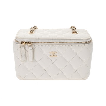 シャネル マトラッセ スモール ヴァニティケース ホワイト AP1341 グレインドカーフスキン レディース バッグ 【中古】【bag】