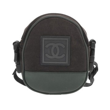 シャネル スポーツ ショルダーポシェット ブラック/グリーン ナイロンキャンバス レディース バッグ 【中古】【bag】