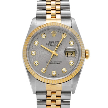 ロレックス デイトジャスト 16233G グレーコンピュータ/ダイヤモンド メンズ 時計 【中古】【wristwatch】