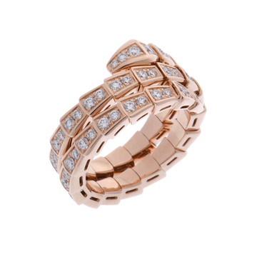 ブルガリ セルペンティヴァイパー リング #L パヴェ ゴールド 357262 K18ピンクゴールド PG レディース ジュエリー 【中古】【jewelry】