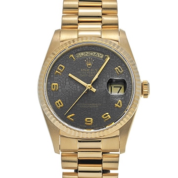 ロレックス デイデイト 18038 ブラックコンピュータ メンズ 時計 【中古】【wristwatch】