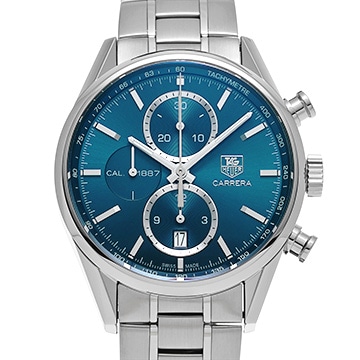 タグ ホイヤー カレラ キャリバー1887 クロノグラフ CAR2115.BA0724 ブルー メンズ 時計 【中古】【wristwatch】