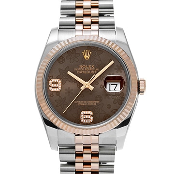 ロレックス デイトジャスト 36 116231 チョコレートフラワー/ダイヤモンド メンズ 時計 【中古】【wristwatch】