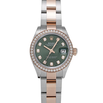 ロレックス レディ デイトジャスト 28 279381RBR グリーン/ダイヤモンド レディース 時計 【中古】【wristwatch】