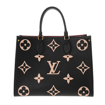 ルイ ヴィトン バイカラーモノグラムジャイアントアンプラント オンザゴー MM 2WAYトート ブラック/ベージュ M45495 レザー ユニセックス バッグ 【中古】【bag】