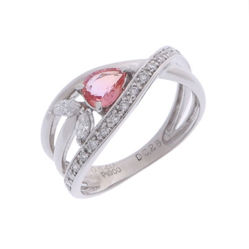 ノーブランド パパラチアカラー サファイアリング シルバー Pt900プラチナ レディース ジュエリー 【中古】【jewelry】