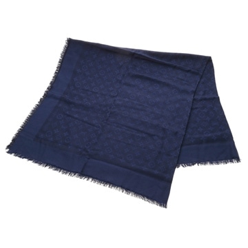 ルイ ヴィトン ショール モノグラム ブルーニュイ シルク60％/ウール40％ レディース 【中古】【other】