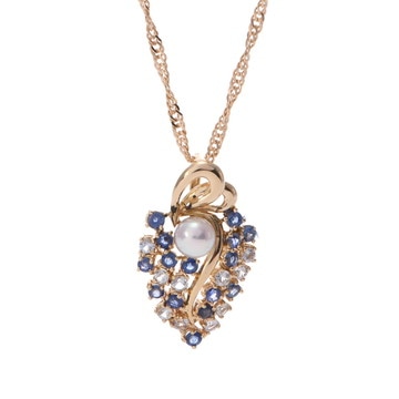 ノーブランド リーフモチーフネックレス ゴールド K18イエローゴールド YG/パール レディース ジュエリー 【中古】【jewelry】