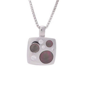 タサキ スクエアモチーフ ネックレス シルバー K18ホワイトゴールド WG/グレーシェル レディース ジュエリー 【中古】【jewelry】