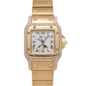 カルティエ サントスガルベ SM ムーンフェイズ 819903 アイボリー レディース 時計 【中古】【wristwatch】