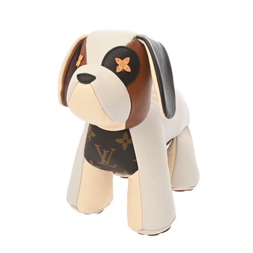 ルイ ヴィトン ドゥドゥ オスカー 犬 ぬいぐるみ ホワイト/グレー/ベージュ/ブラウン/ダークブラウン モノグラムキャンバス/レザー レディース 【中古】【other】