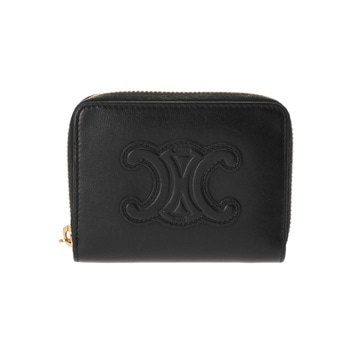 セリーヌ コンパクトウォレット ブラック 10K533DR8 スムースカーフ レディース 財布 【中古】【purse】