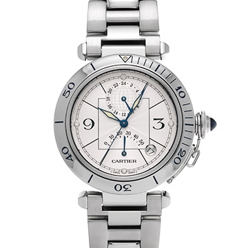 カルティエ パシャ 38mm GMT パワーリザーブ W31037H3 シルバー メンズ 時計 【中古】【wristwatch】