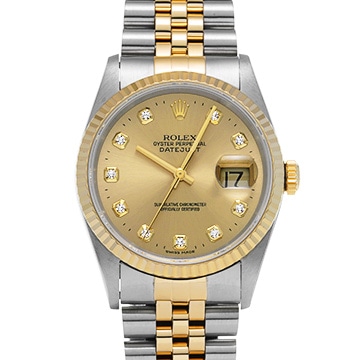 ロレックス デイトジャスト 16233G シャンパン/ダイヤモンド メンズ 時計 【中古】【wristwatch】