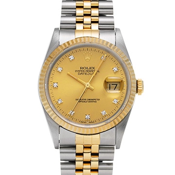 ロレックス デイトジャスト 16233G シャンパン/ダイヤモンド メンズ 時計 【中古】【wristwatch】